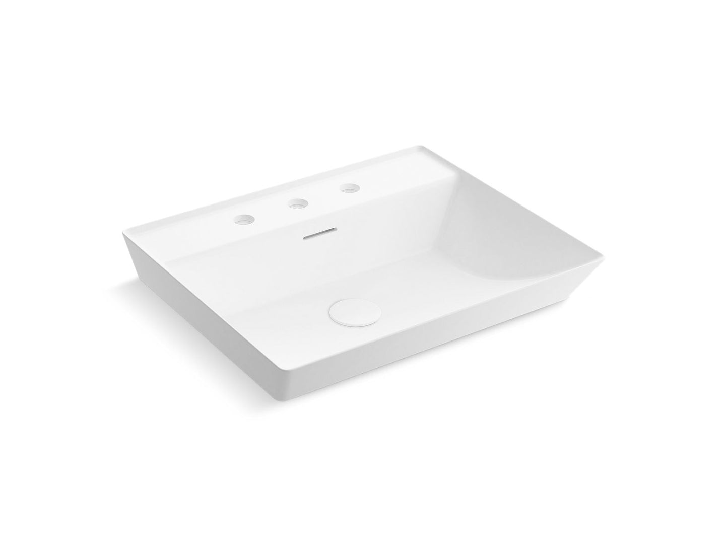 KOHLER K-21059-8-0 Brazn 23" Rectangular Vessel Bathroom Sink In White