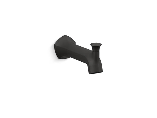 KOHLER K-27023-BL Occasion Wall-Mount Bath Spout With Straight Design And Diverter In Matte Black