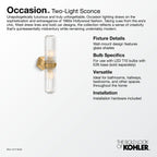 KOHLER K-31777-SC02-BML Occasion Two-Light Sconce - Black With Brass Trim