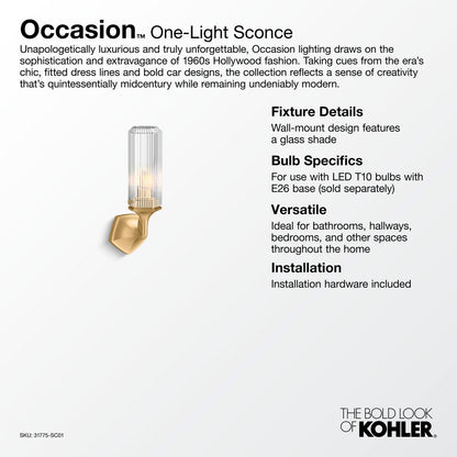 KOHLER K-31775-SC01-2GL Occasion One-light sconce - Brushed Moderne Brass