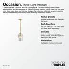 KOHLER K-31781-PE03-SNL Occasion 12" Pendant - Polished Nickel