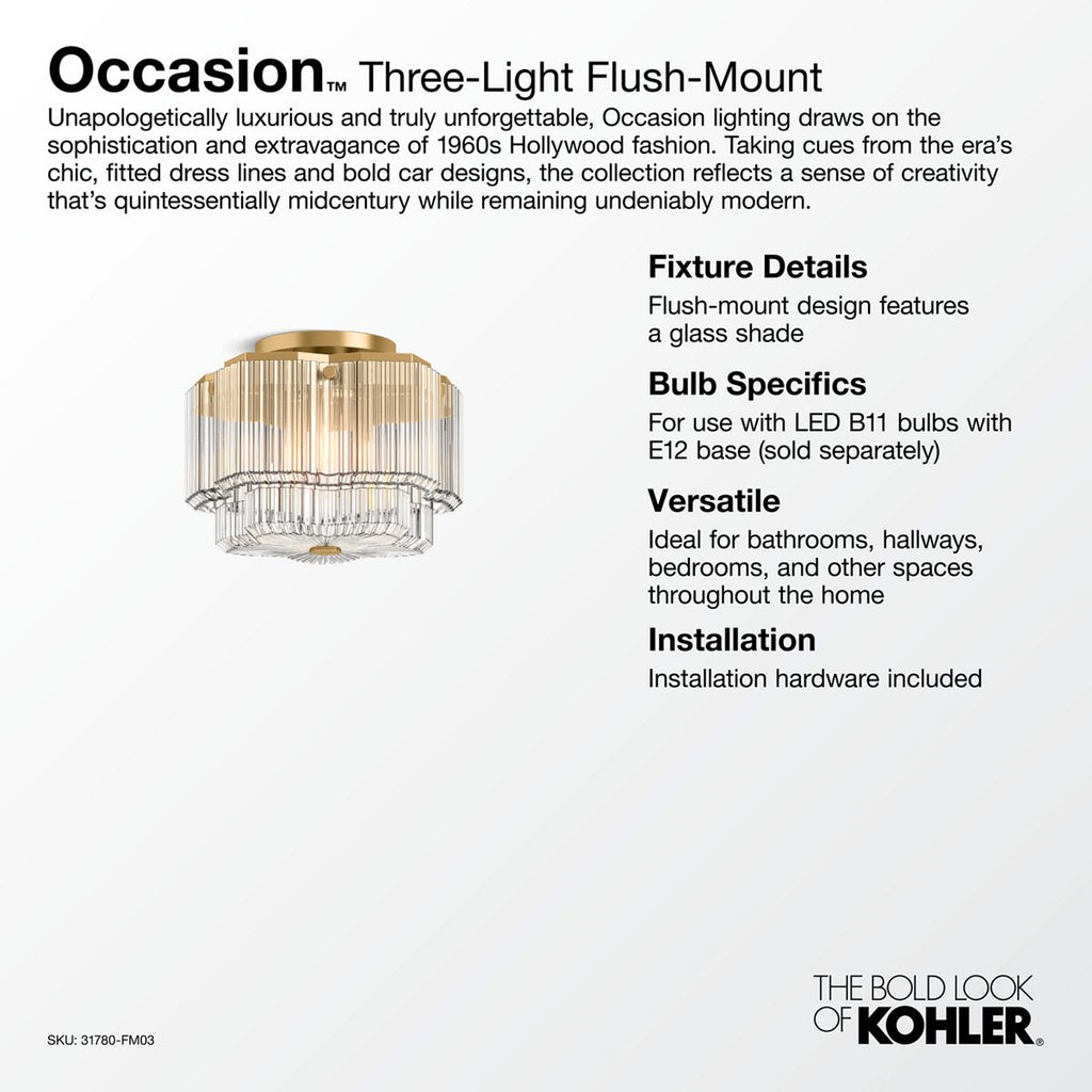KOHLER K-31780-FM03-SNL Occasion 15" Flush-Mount - Polished Nickel