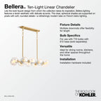 KOHLER K-31766-CH10-2GL Bellera 38" Linear Chandelier - Brushed Moderne Brass