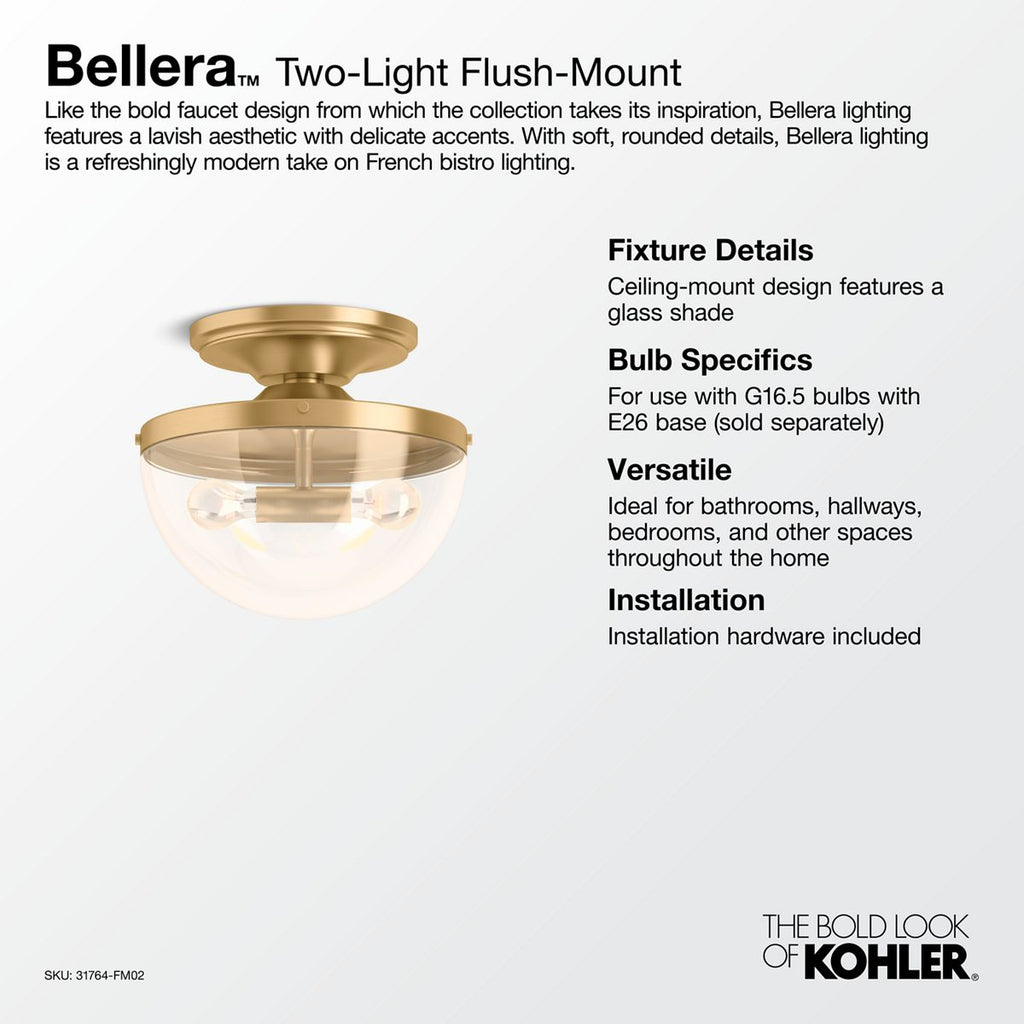 KOHLER K-31764-FM02-2GL Bellera 15" Flush-Mount - Brushed Moderne Brass