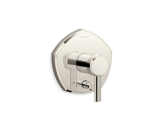KOHLER K-T27044-4-SN Occasion Rite-Temp valve trim with push-button diverter and lever handle - Vibrant Polished Nickel