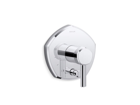 KOHLER K-T27044-4-CP Occasion Rite-Temp valve trim with push-button diverter and lever handle - Polished Chrome