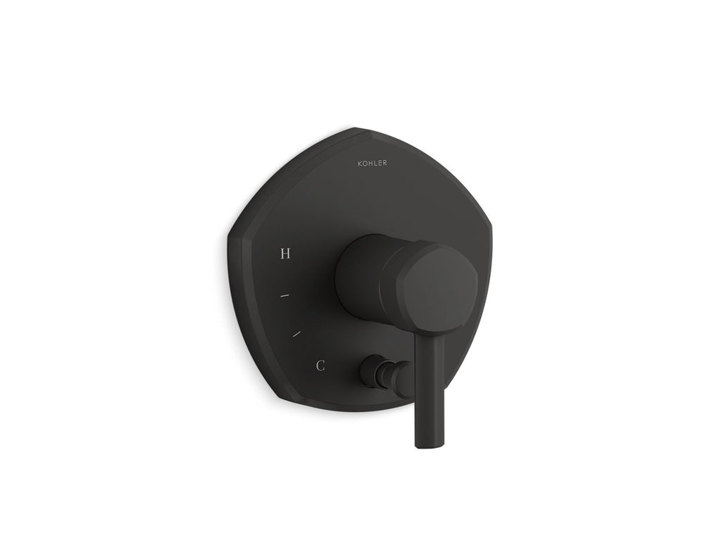 KOHLER K-T27044-4-BL Occasion Rite-Temp Valve Trim With Push-Button Diverter And Lever Handle - Matte Black