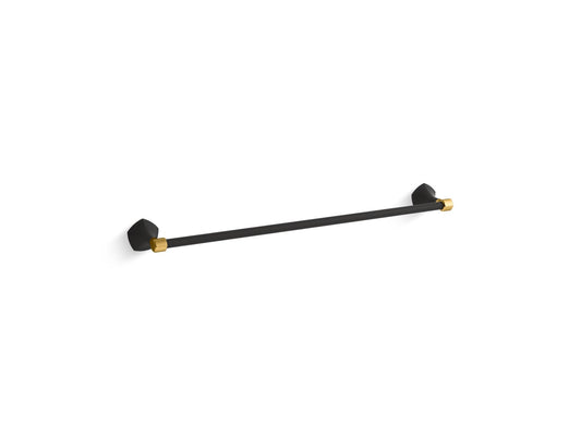 KOHLER K-27061-BMB Occasion 24" Towel Bar In Matte Black with Moderne Brass