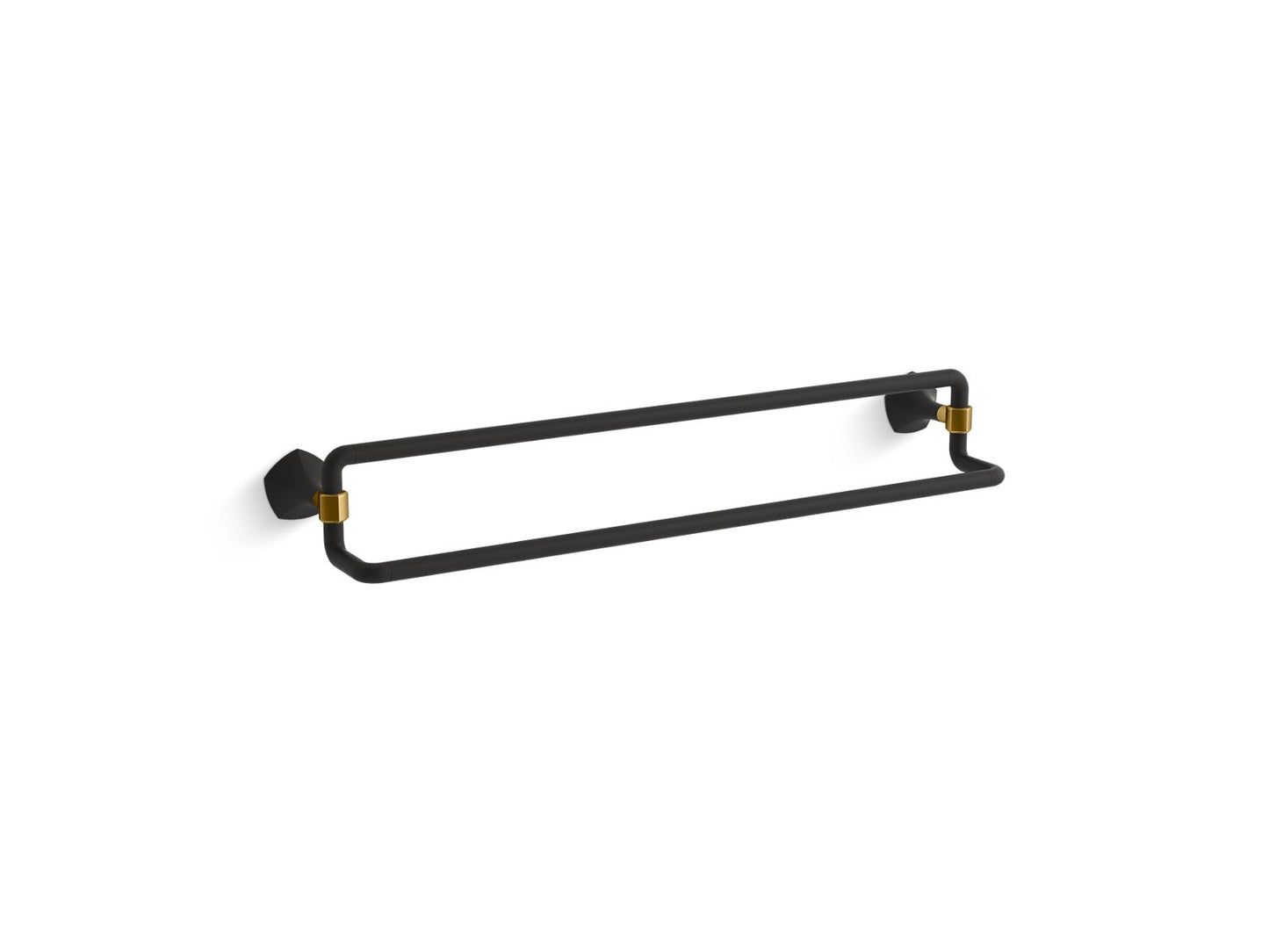 KOHLER K-27062-BMB Occasion 24" Double Towel Bar In Matte Black with Moderne Brass