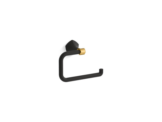 KOHLER K-27063-BMB Occasion Towel Ring In Matte Black with Moderne Brass