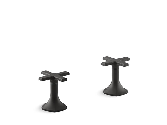 KOHLER K-27018-3-BL Occasion Deck-Mount Bath Faucet Handles With Cross Design In Matte Black