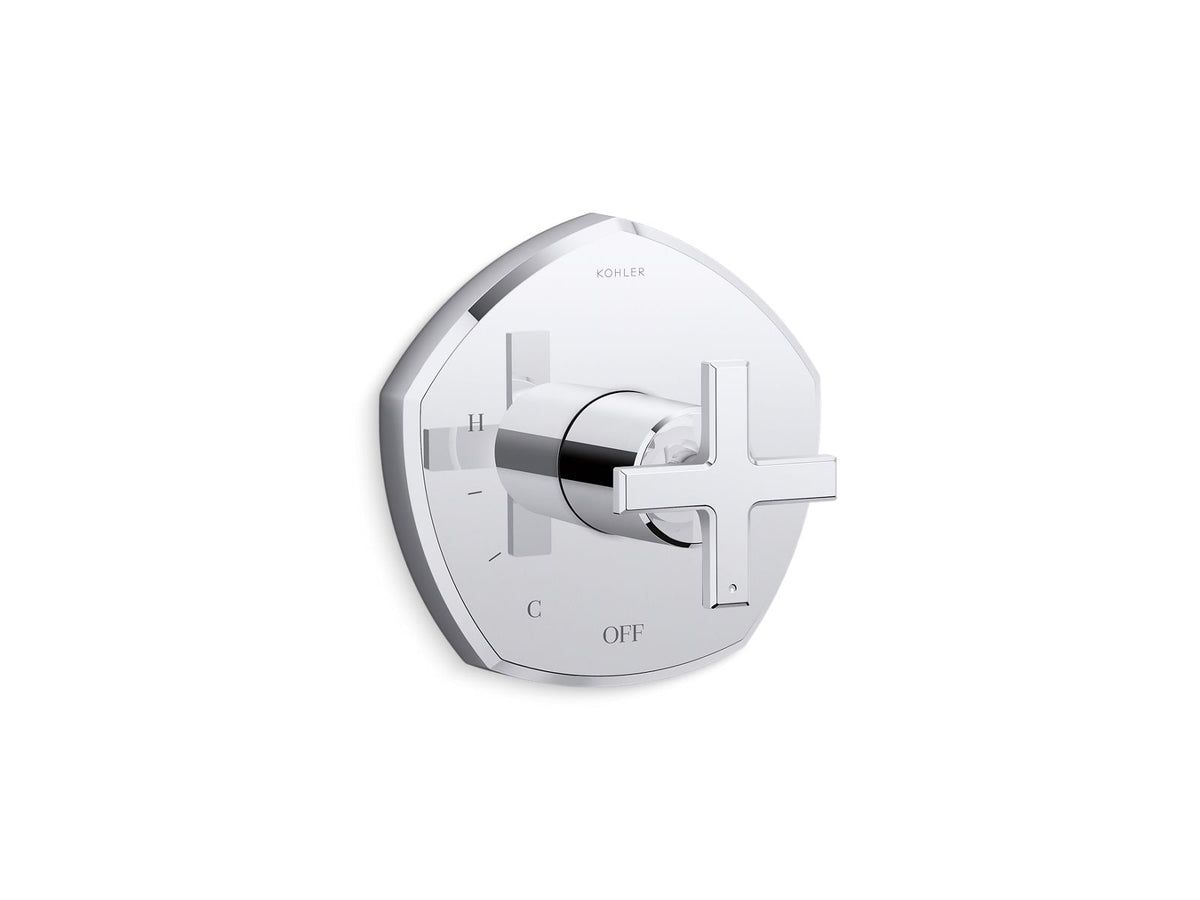 KOHLER K-TS27043-3-BN Occasion Rite-Temp Valve Trim With Cross Handle - Vibrant Brushed Nickel