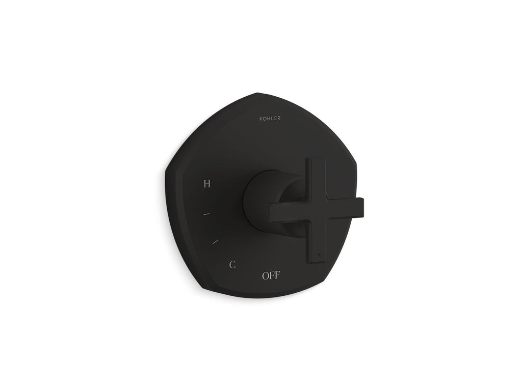 KOHLER K-TS27043-3-BL Occasion Rite-Temp Valve Trim With Cross Handle - Matte Black