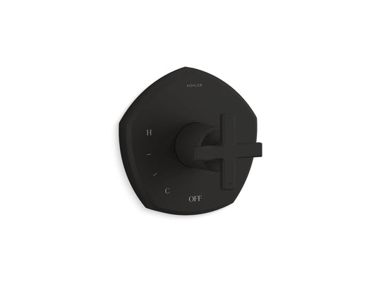 KOHLER K-TS27043-3-BL Occasion Rite-Temp valve trim with cross handle - Matte Black