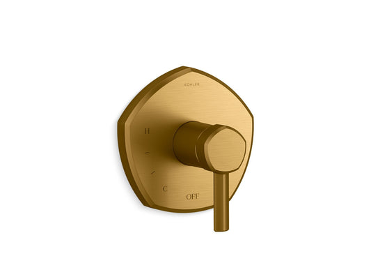 KOHLER K-TS27043-4-2MB Occasion Rite-Temp Valve Trim With Lever Handle In Vibrant Brushed Moderne Brass