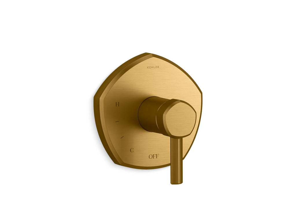 KOHLER K-TS27043-4-2MB Occasion Rite-Temp Valve Trim With Lever Handle - Vibrant Brushed Moderne Brass