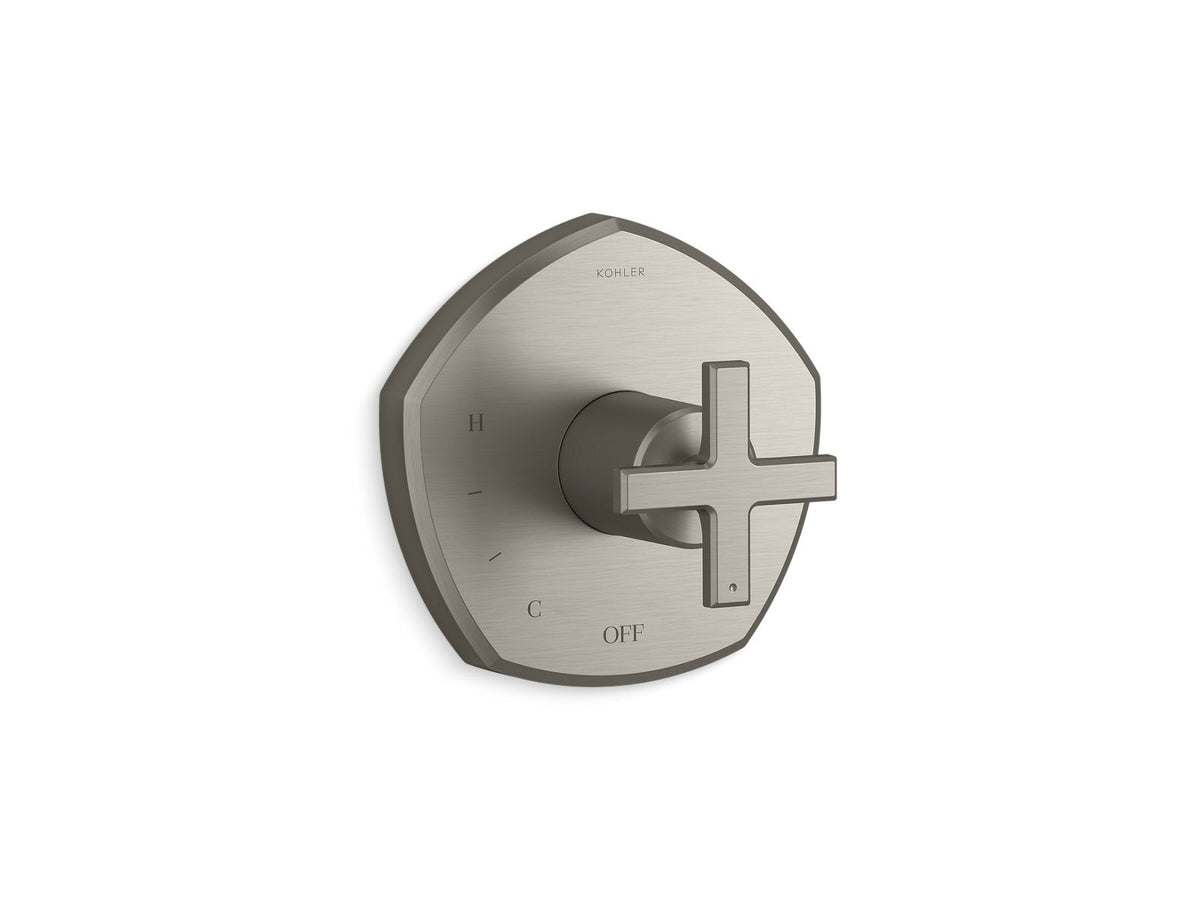 KOHLER K-TS27043-3-BN Occasion Rite-Temp Valve Trim With Cross Handle - Vibrant Brushed Nickel