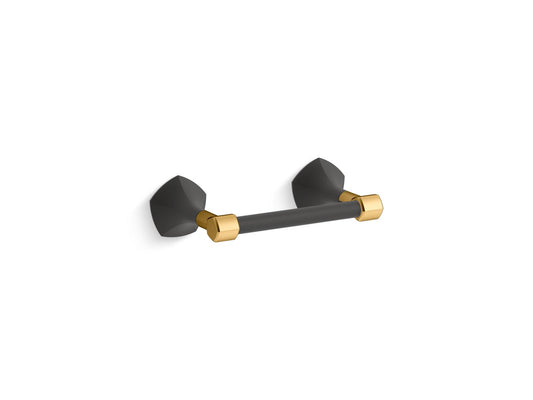 KOHLER K-27065-BMB Occasion Pivoting Toilet Paper Holder In Matte Black with Moderne Brass