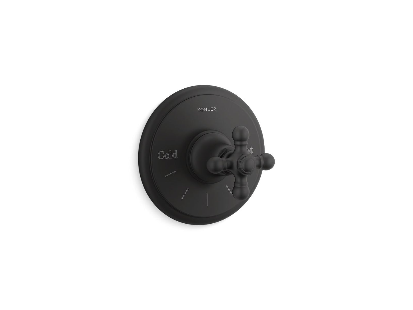 KOHLER K-T72769-3-BL Artifacts Mastershower Temperature Control Valve Trim With Cross Handle In Matte Black