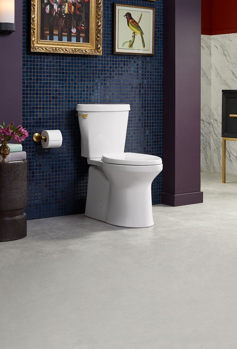 KOHLER K-20197-0 Betello Two-Piece Elongated Toilet With Skirted Trapway, 1.28 Gpf In White