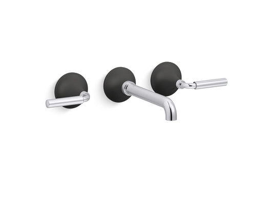 KOHLER K-T26439-4-CBL Tone Wall-Mount Bathroom Sink Faucet Trim, 1.2 Gpm In Polished Chrome with Matte Black