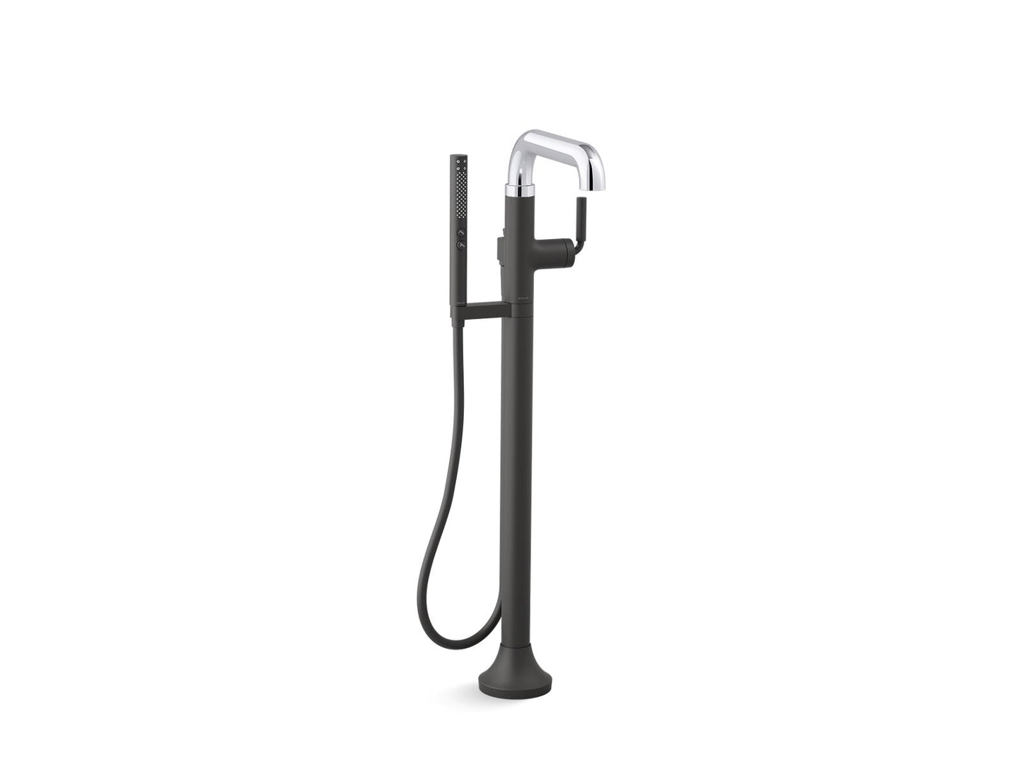 KOHLER K-T27424-4-CBL Tone Floor-Mount Bath Filler Trim With Handshower In Polished Chrome with Matte Black