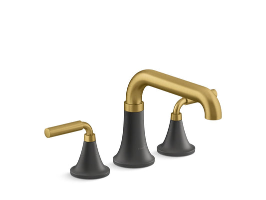 KOHLER K-T27417-4-BMB Tone Deck-Mount Bath Faucet Trim In Matte Black with Moderne Brass