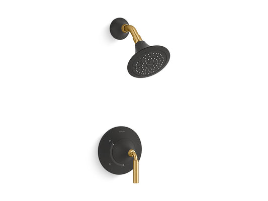 KOHLER K-TS27420-4-BMB Tone Rite-Temp Shower Trim Kit, 2.5 Gpm In Matte Black with Moderne Brass