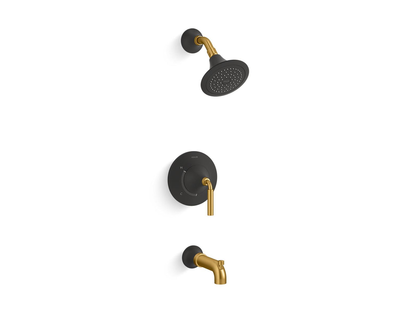 KOHLER K-TS27421-4-BMB Tone Rite-Temp Bath And Shower Trim Kit, 2.5 Gpm In Matte Black with Moderne Brass