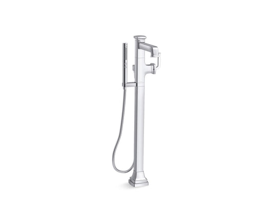 KOHLER K-T27408-4-CP Riff Floor-Mount Bath Filler Trim With Handshower In Polished Chrome