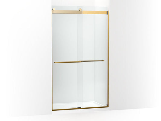 KOHLER K-702428-L-2MB Levity Plus Frameless Sliding Shower Door, 81-5/8" H X 44-5/8 - 47-5/8" W, With 3/8"-Thick Crystal Clear Glass In Vibrant Brushed Moderne Brass