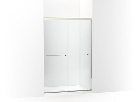 KOHLER K-707101-L-BNK Revel Sliding Shower Door, 70" H X 44-5/8 - 47-5/8" W, With 5/16" Thick Crystal Clear Glass In Anodized Brushed Nickel