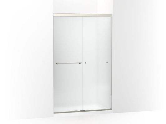 KOHLER K-707106-D3-BNK Revel Sliding Shower Door, 76" H X 44-5/8 - 47-5/8" W, With 5/16" Thick Frosted Glass In Anodized Brushed Nickel