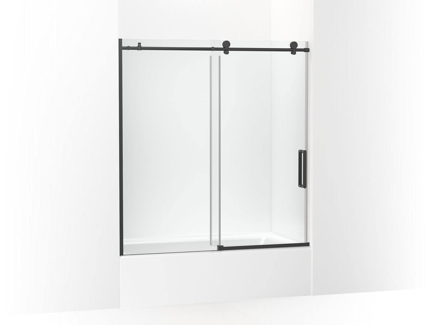 KOHLER K-701694-L-BL Composed 62" H Sliding Bath Door With 3/8"-Thick Glass In Matte Black