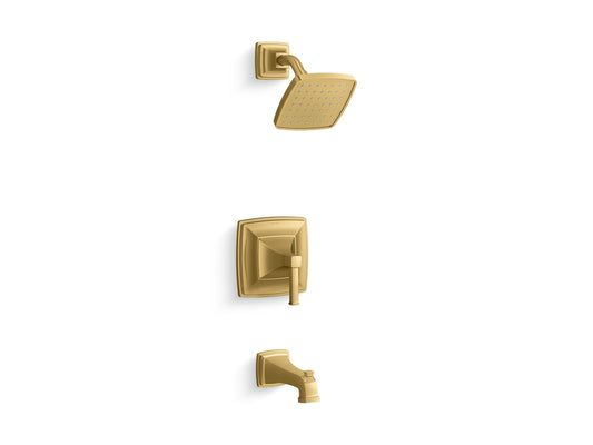 KOHLER K-TS27403-4G-2MB Riff Rite-Temp Bath And Shower Trim Kit, 1.75 Gpm In Vibrant Brushed Moderne Brass