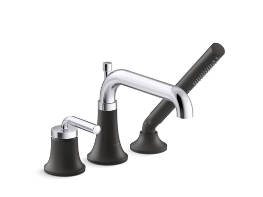 KOHLER K-26441-4-CBL Tone Deck-Mount Bath Faucet With Handshower In Polished Chrome with Matte Black