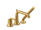 KOHLER K-26441-4-2MB Tone Deck-Mount Bath Faucet With Handshower - Vibrant Brushed Moderne Brass