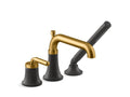 KOHLER K-26441-4-BMB Tone Deck-Mount Bath Faucet With Handshower - Matte Black With Brushed Moderne Brass