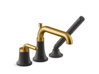 KOHLER K-26441-4-BMB Tone Deck-Mount Bath Faucet With Handshower - Matte Black With Brushed Moderne Brass