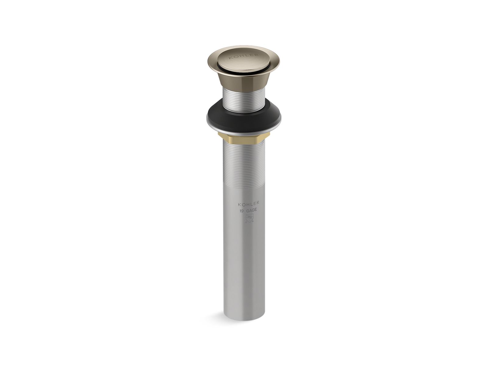 KOHLER K-33151-BV Clicker Drain Without Overflow - Vibrant Brushed Bronze