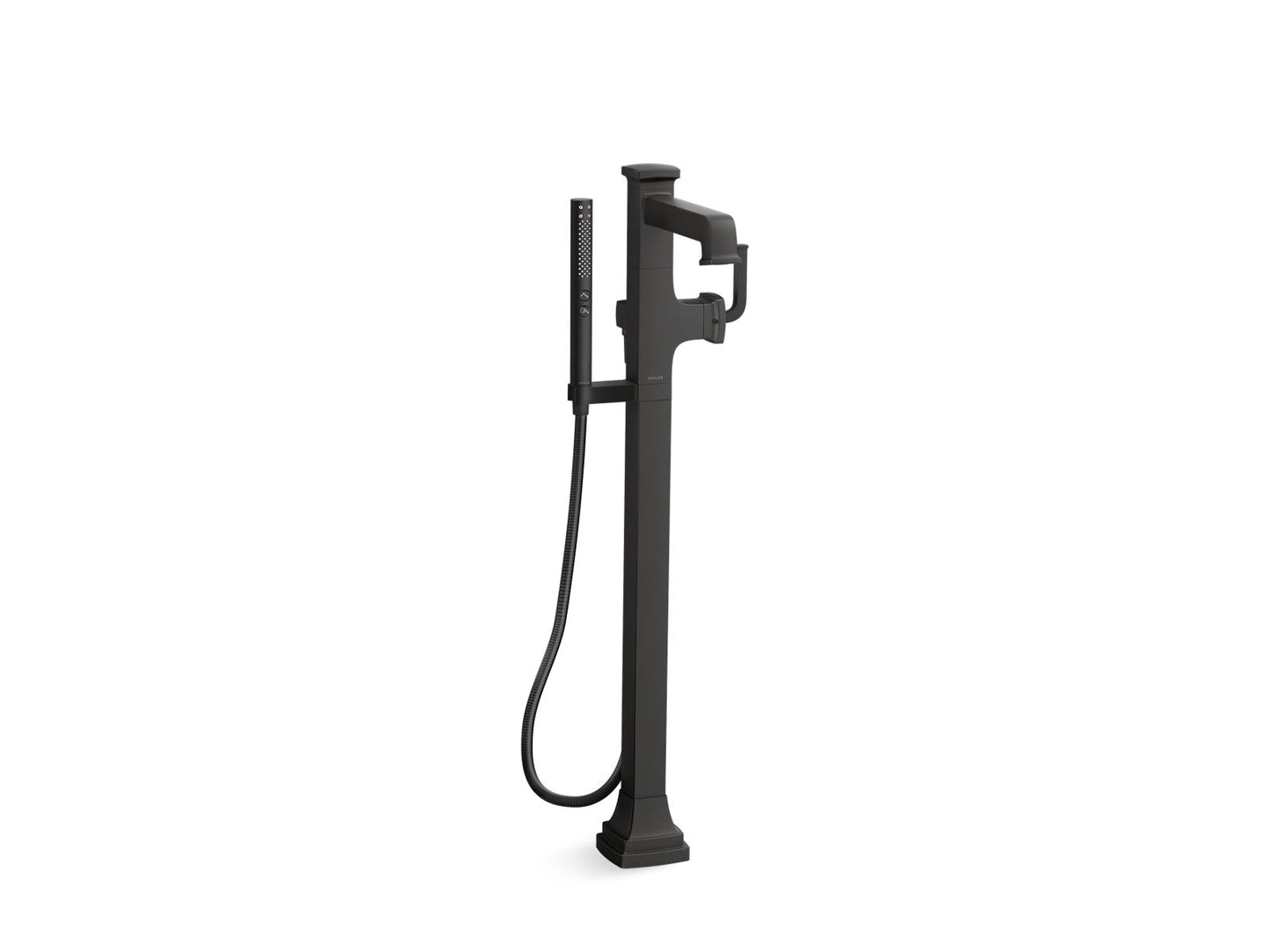 KOHLER K-T27408-4-BL Riff Floor-Mount Bath Filler Trim With Handshower In Matte Black