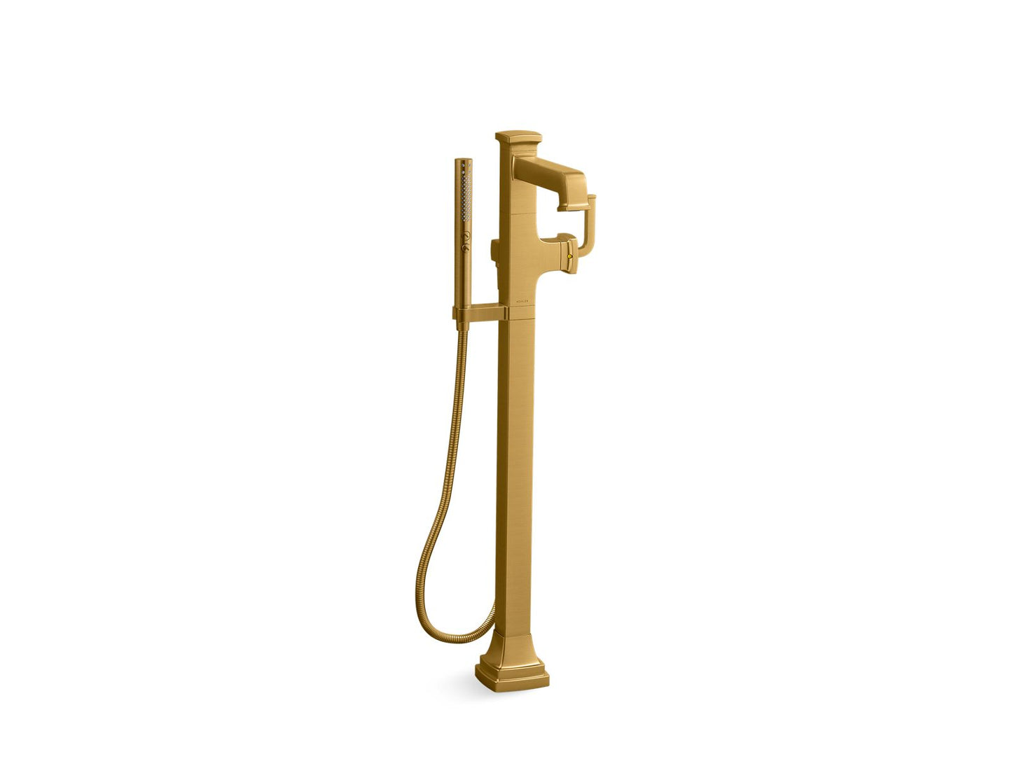 KOHLER K-T27408-4-2MB Riff Floor-Mount Bath Filler Trim With Handshower In Vibrant Brushed Moderne Brass