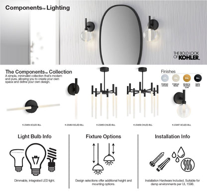 KOHLER K-23463-SCLED-CPL Components One-light LED sconce - Polished Chrome