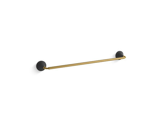 KOHLER K-27426-BMB Tone 24" Towel Bar In Matte Black with Moderne Brass