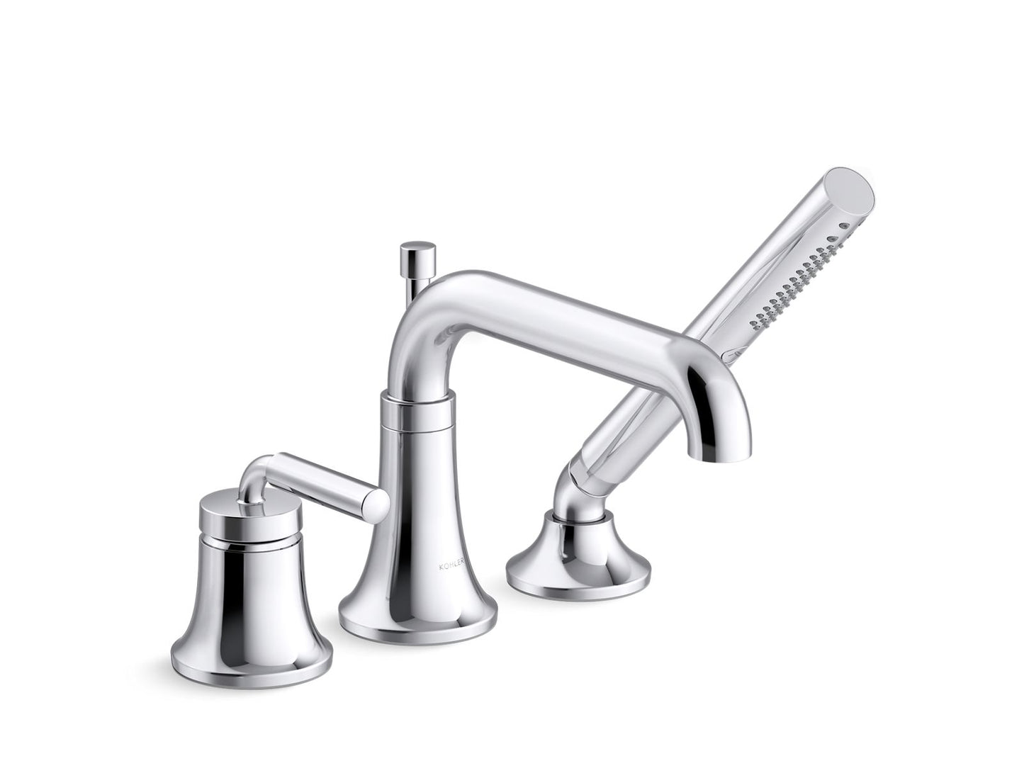 KOHLER K-26441-4-CP Tone Deck-Mount Bath Faucet With Handshower In Polished Chrome