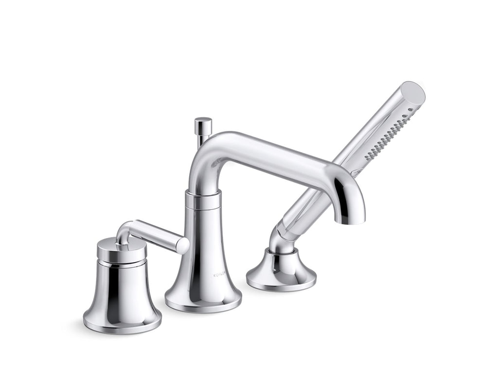 KOHLER K-26441-4-CP Tone Deck-Mount Bath Faucet With Handshower - Polished Chrome