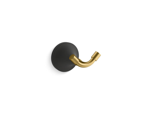 KOHLER K-27427-BMB Tone Robe Hook In Matte Black with Moderne Brass