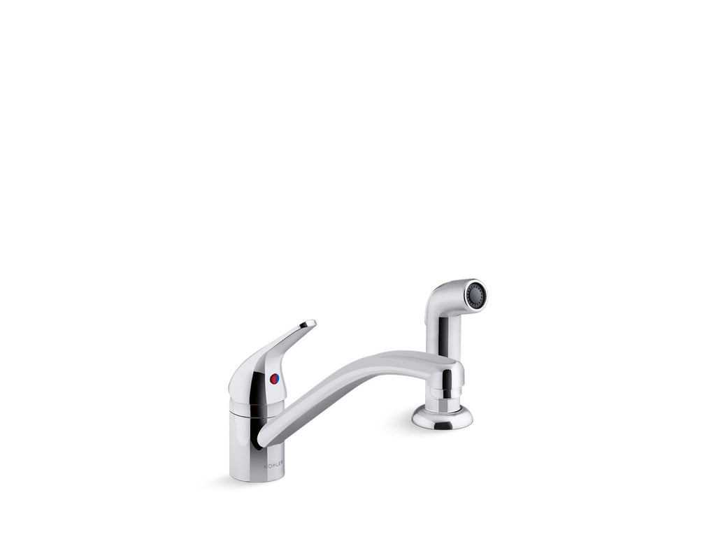 KOHLER K-30614-CP Jolt Single-Handle Kitchen Sink Faucet With Side Sprayer - Polished Chrome
