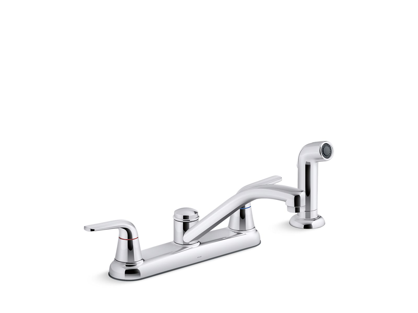 KOHLER K-30616-CP Jolt Two-Handle Kitchen Sink Faucet With Side Sprayer - Polished Chrome