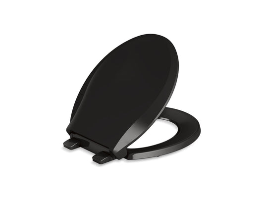 KOHLER K-4639-RL-7 Cachet Readylatch Quiet-Close Round-Front Toilet Seat In Black Black